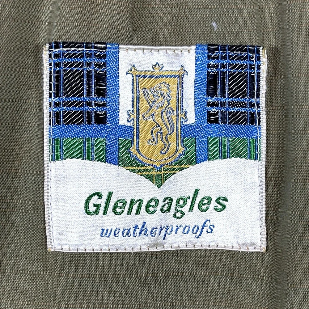 Gleneagles Mens Houndstooth Trench Coat Size 40 Lined Rain Stain Repellent